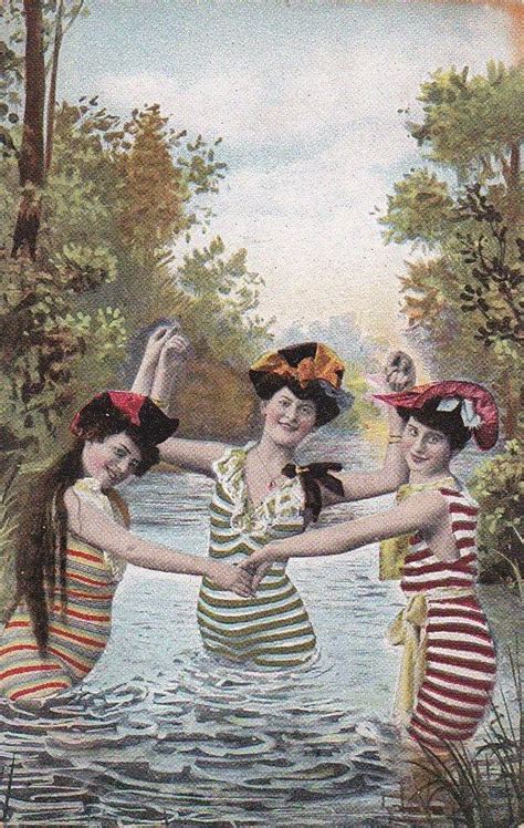 Early 1900 Bathing Beauties Antique Postcard Vintage Beach Swimsuits