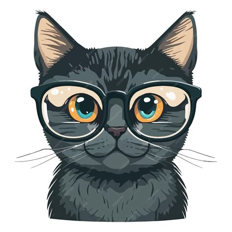 Premium Vector | Little smart cat in eyeglasses