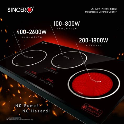 SS-8000 Trio Intelligent Electric Induction & Ceramic Cooker - Sincero