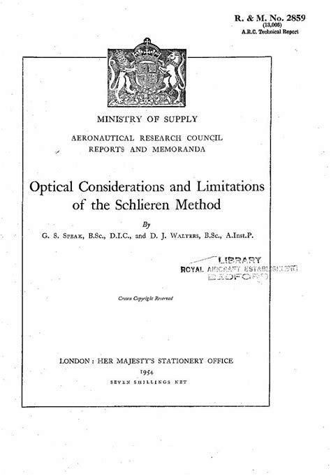 PDF Optical Considerationsand Limitations Of The Schlieren Methodnaca