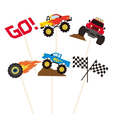 Buy 48 Pieces Monster Truck Blaze Car Cupcake Toppers RACIN Cake