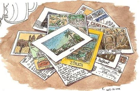 Primitief Sketch Book Illustration Sending Postcards