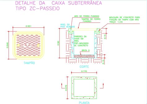 Caixa De Passagem Elétrica Subterrânea - Caixa de passagem subterrânea elétrica (28.85 KB) | Bibliocad