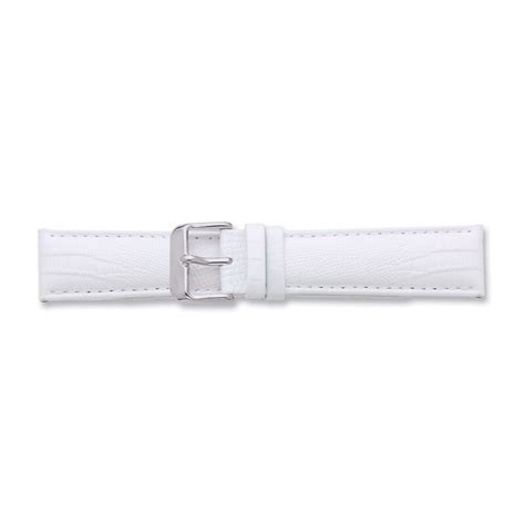 16mm White Teju Lizzard Grain Leather Watch Band 7 5 Inch Silver Tone