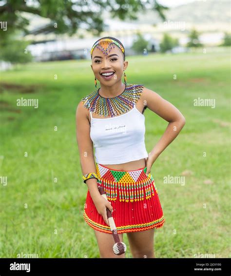 Young african girl wearing zulu clothing Stock Photo - Alamy