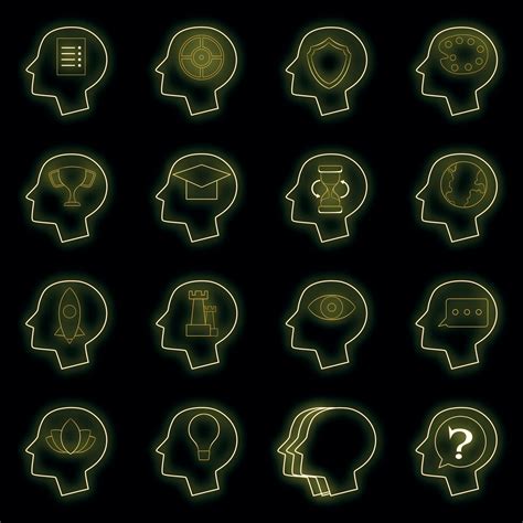 Human Mind Head Icons Set Vector Neon Vector Art At Vecteezy