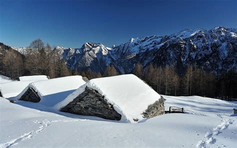 Snow-covered houses, snow, HD wallpaper | Wallpaperbetter