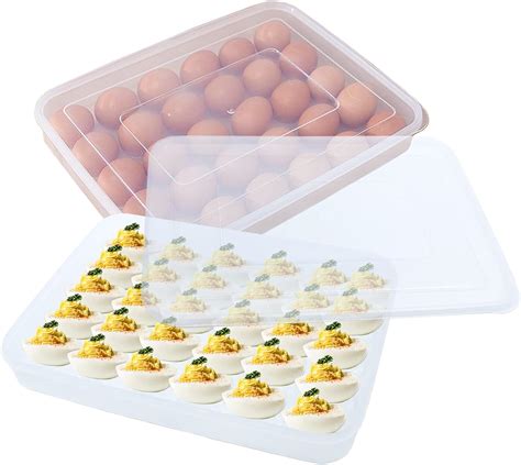 Amazon 2Pcs 60Eggs Covered Egg Holder Plastic Refrigerator Egg