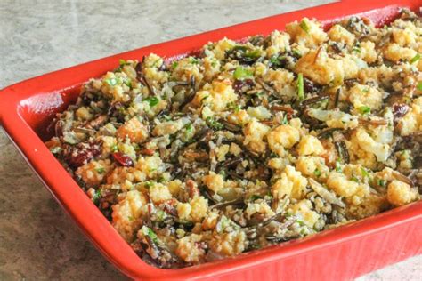 Cornbread And Wild Rice Stuffing With Pecans And Cranberries Fodmap