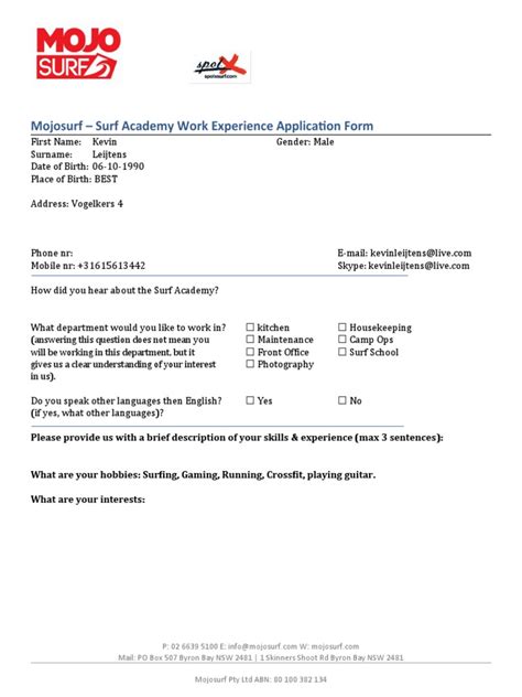 Cadet Application Form