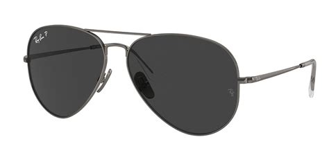 Anteojos De Sol Ray Ban Rb8089 Aviator Titanium Polarized 16548 Gris Oscuro Visiondirecta