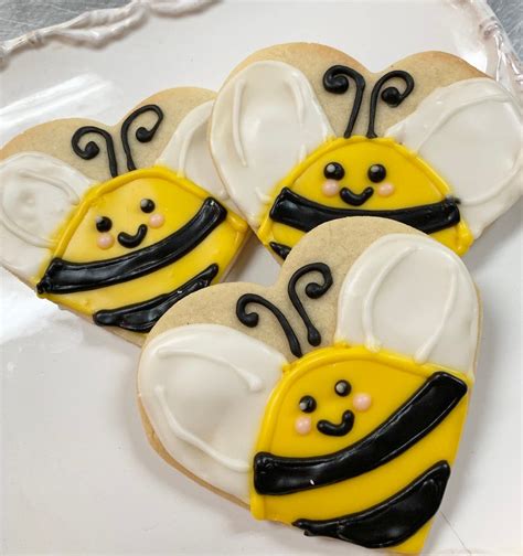 Bumble Bee Sugar Cookies Iced Bee Cookies Decorated Bug Theme Sugar