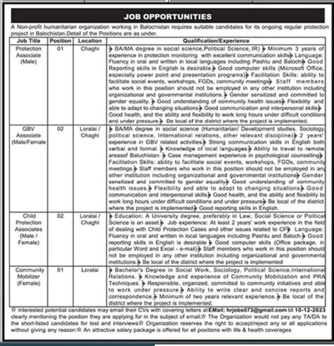 Non Profit Humanitarian Organization Balochistan Jobs