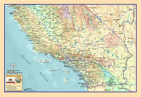 Southern California Wall Map The Map Shop | Ruby Printable Map