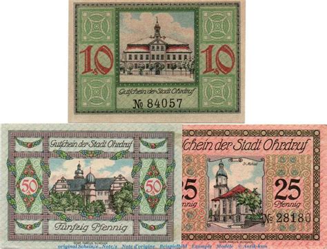 3 Scheine Kpl 3 X Notgeld Der Stadt Ohrdruf 1012 1 2 Set Mit 3