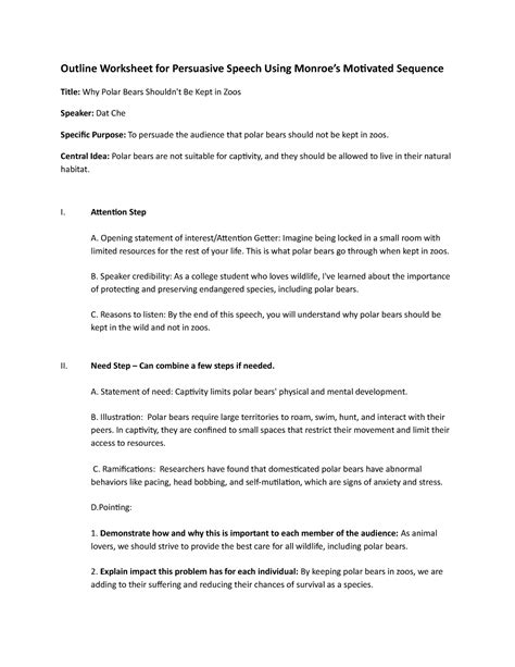 Dat Persuasive Speech Outline Outline Worksheet For Persuasive Speech