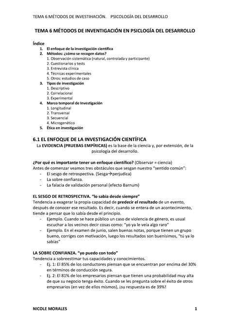 Tema 6 Métodos De Investigación En Psicología Del Desarrollo Warning