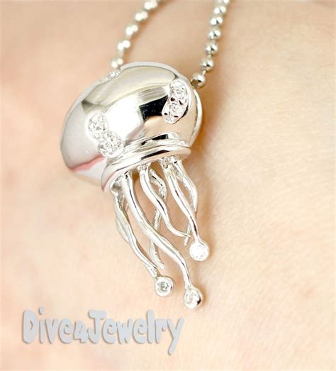 Cz Jellyfish Necklace Sterling Silver Jelly Fish Pendant With Etsy