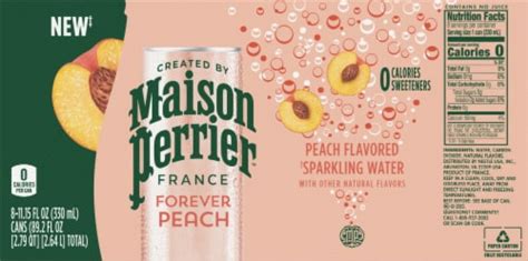 Maison Perrier Peach Flavored Sparkling Water Cans 8 Pk 11 15 Fl Oz