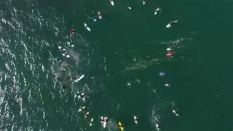 Con ceremonia en el mar surfistas dan el último adiós a los turistas