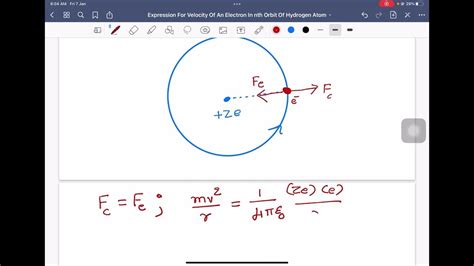 Expression For Velocity Of An Electron In Nth Orbit Of Hydrogen Atom Youtube