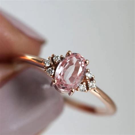 Tisonliz Dainty Cute Pink Crystal Rings Wedding Engagement Finger Rings