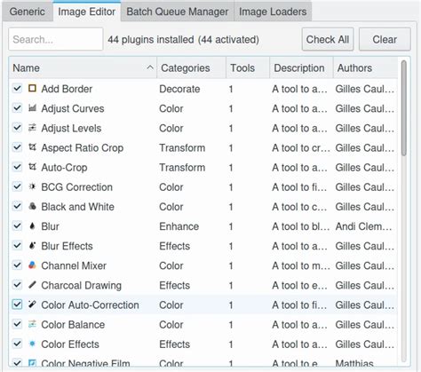 Plugins Settings Digikam Manual Documentation