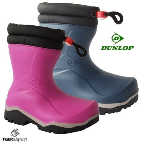 Dunlop Blizzard Kids Fur Fleece Lined Winter Thermal Wellington Boots