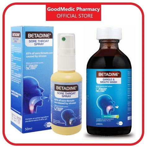 Betadine Sore Throat Spray 50ml Gargle And Mouth Wash Mint Flavour