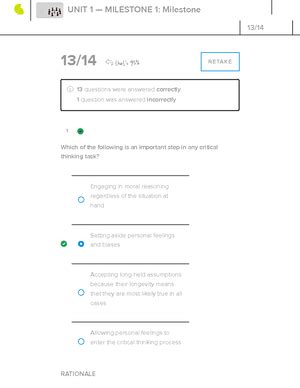 Organizational Behavior Unit Milestone That S Retake