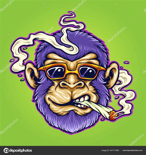 Cool Monkey Stoner Cannabis Smoking Vector Ilustraciones Para Trabajo