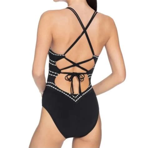 Robin Piccone Swim Nwt Robin Piccone Naomi One Piece Swimsuit In Black Size 4 Strappy Back