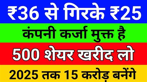 ₹36 से गिरके ₹25 💥 कंपनी कर्जा मुक्त है 🔥 500 शेयर खरीद लो 💲 2025 तक 15