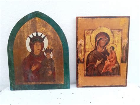 Zwei Orthodoxe Ikonen Madonna Mit Kind Tempera Auf Catawiki