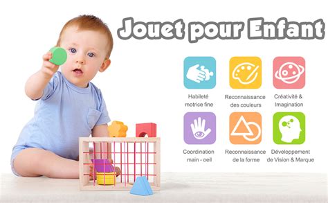 XIAPIA Montessori Jeux 6 12 Mois Fille Garçon Jouet en Bois pour Bébé