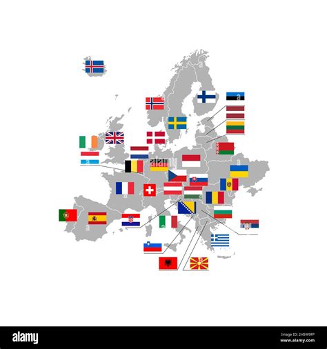 Iconos De Mapa Y Bandera De Europa Geografía Fronteras De Los Países