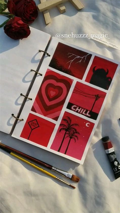 Red Aesthetics Moodboard Mini Canvas Art Small Canvas Art Diy