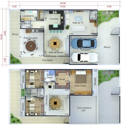 Planta De Sobrado Telhado Embutido Planta Para Terreno X