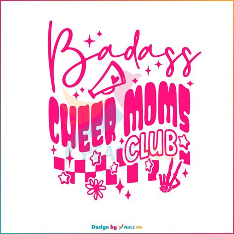 Badass Cheer Moms Club Retro Groovy Cheer Mom Svg Cutting Files Peacesvg