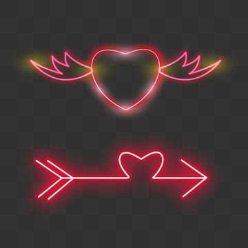 Neon Angel Wings Vector Art PNG Neon Heart With Wings And Arrow Png