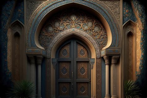 Puerta árabe al estilo del siglo xix 3d renderizado arte digital