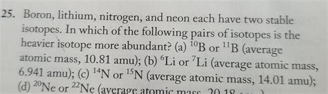 Solved Boron Lithium Nitrogen And Neon Each Have Two Chegg