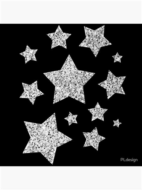 Silver Faux Glitter Sparkles Stars Pattern Poster For Sale By