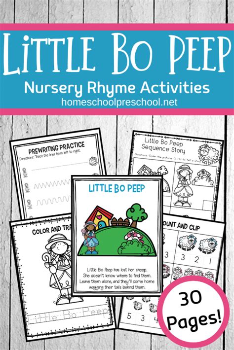 Little Bo Peep Nursery Rhyme Printable for Ages 3-7