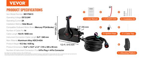 Vevor Boat Throttle Control 881170a13 Side Mounted Outboard Remote Control Box For Mercury Pt 4