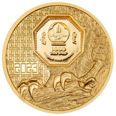 Mongolei Togrog Mongolian Falcon Oz Gold Pp Ultra High Relief