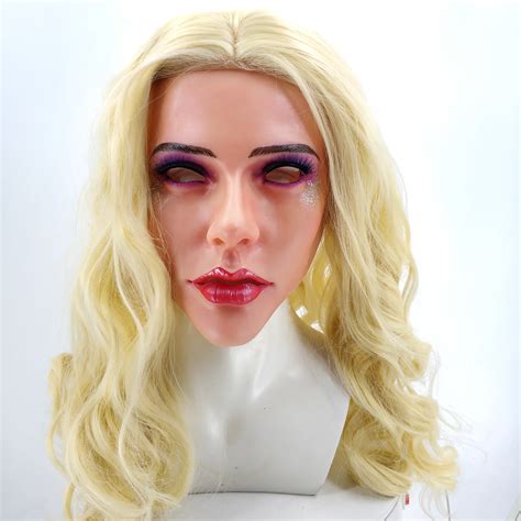 Silicone Female Face Crossdressing Realistic Makeup Face Halloween