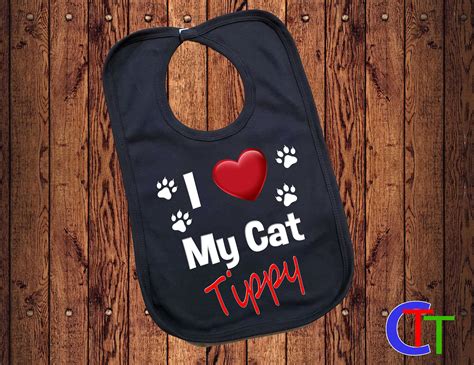 I Love My Cat Bib Cat Baby Bib Boy Or Girl Cute Kitten Etsy Uk