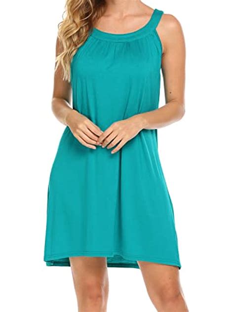 Women Summer T Shirt Dresses Sleeveless Plain Tank Dress Casual Loose