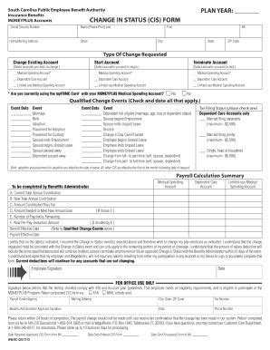 Fillable Online Eip Sc Change In Status Cis Form South Carolina